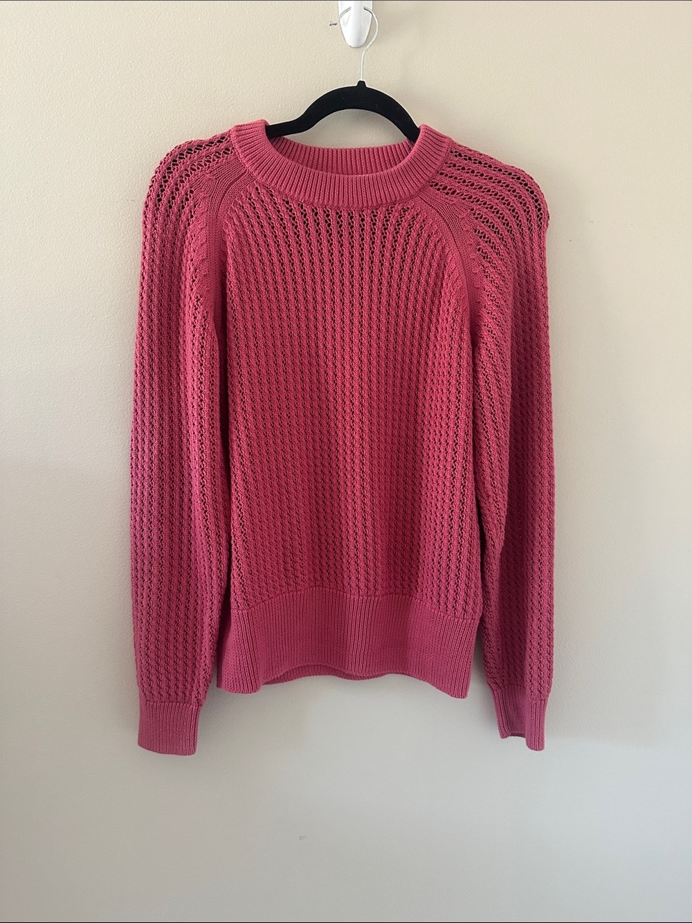 VARLEY Womens Clay Open Stitch Cotton Sweater in Rose Wine Size XS Lightweight - Picture 4 of 11